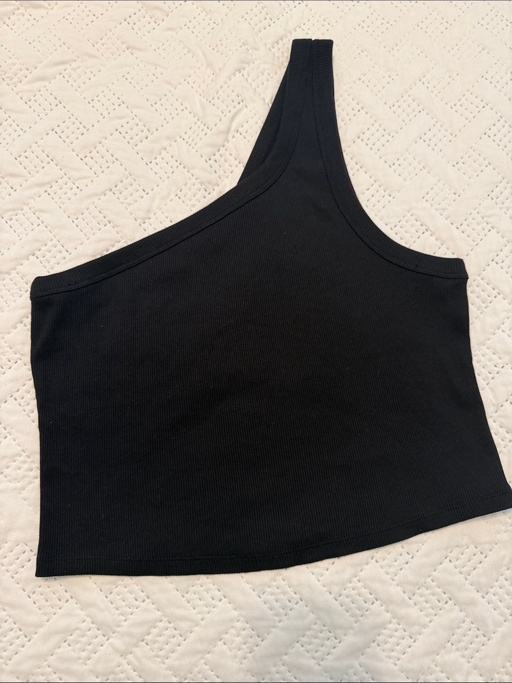 Everlane Black or White One-Shoulder Ribbed Crop Top